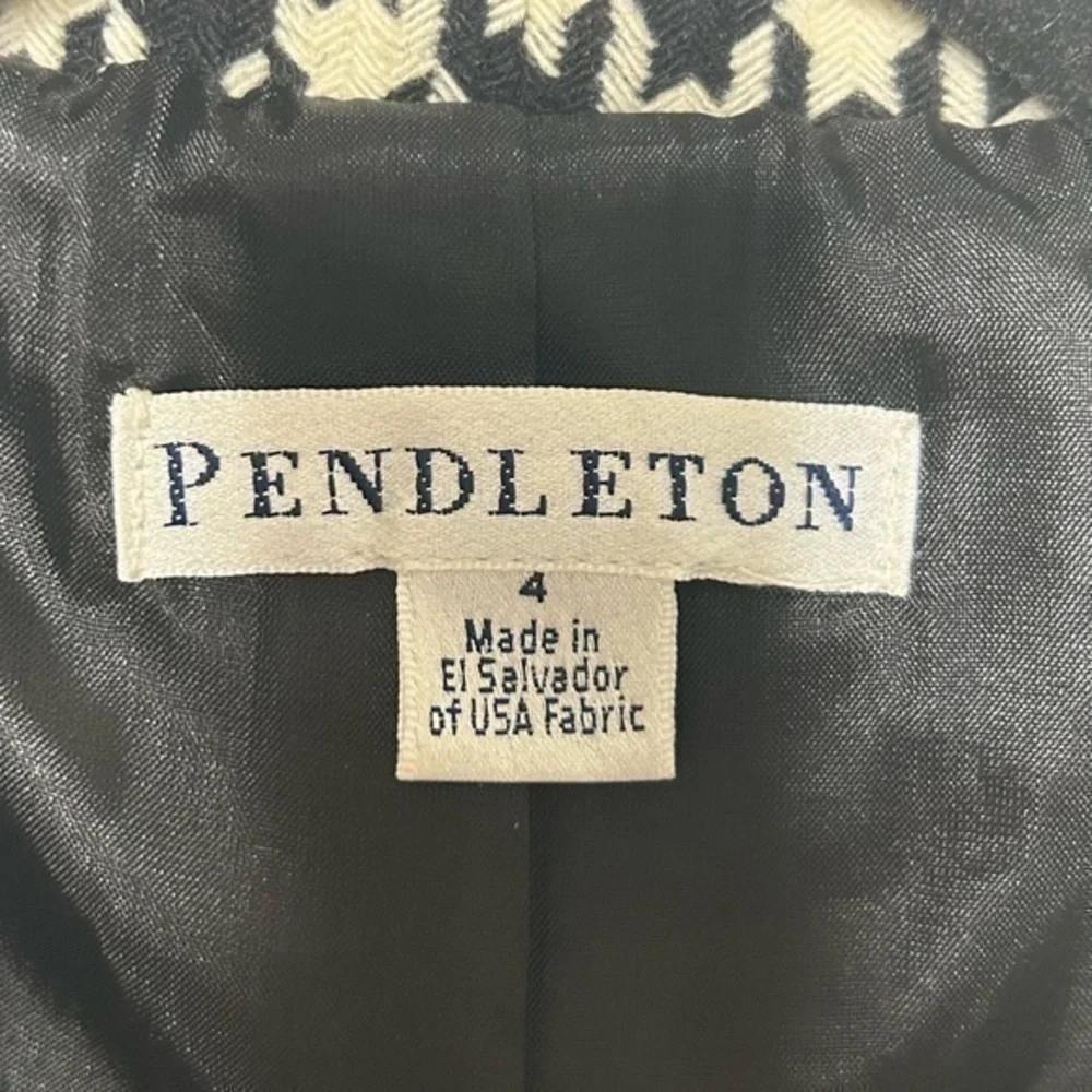 Pendleton Houndstooth Blazer Virgin Lambs Wool Jacket‎ Sz 4